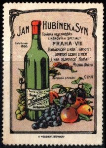 Vintage Czechoslovakia Poster Stamp  Jan Hubinek Son Finest Liqueur Specialties