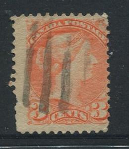 Canada -Scott 37 - Queen Victoria -1873 - Used - Single 3c Stamp