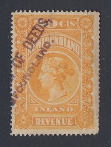 Newfoundland Victoria Revenue Stamp; #NFR4-50c Used Guide = $95.00