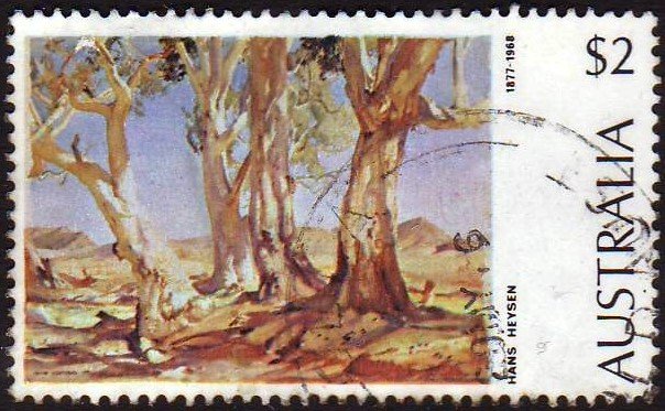 Australia 1974 Sc#574, SG#566 $2 Red Gums - Hans Heysen Painting USED.