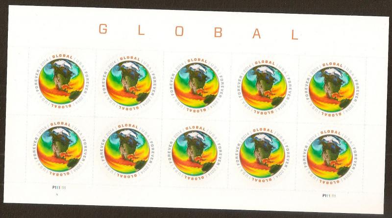 US 4893 Sea Surface Temperatures global forever sheet (10 stamps) MNH 2014 