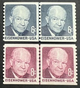 Scott#: 1401, 1402 - Dwight D. Eisenhower 6¢ 1970 BEP Line Pair MNHOG - Lot 5