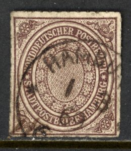 GERMANY-NORTH GERMAN CONFERERATIO SCOTT 12 1868 REGULAR ISSUE USED F-VF CAT $55!