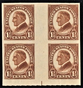 US 631 MNH VF 1-1/2 Cent Harding Vertical Gutter Block Bottom Margin w/Dash