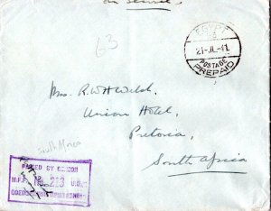 South Africa Soldier's Free Mail 1941 Egypt 63 Postage Prepaid APO 33, 3rd S....