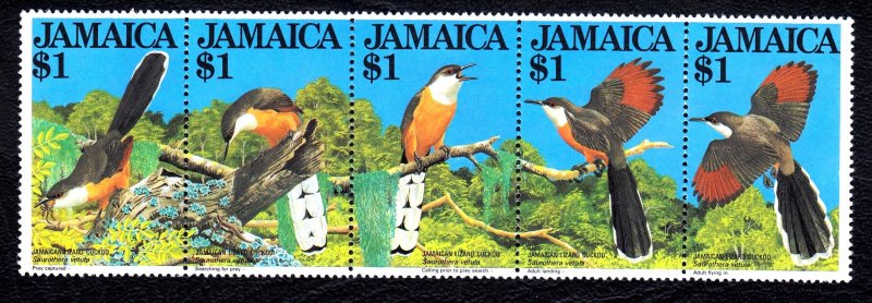 Jamaica 1982 Lizard Cuckoo - Bird Complete Mint MH Set Strip SG 565-569