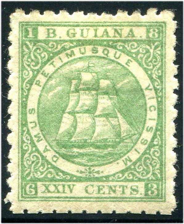 HERRICKSTAMP BRITISH GUIANA Sc.# 65B 1863 Seal of the Colony Mint LH