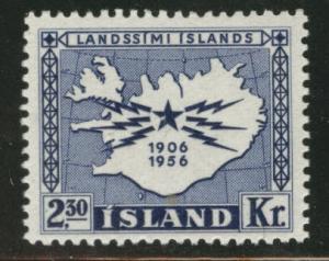 Iceland Scott 297 MNH** 1956 telegraph-telephone emblem