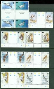 SOUTH GEORGIA : 1999. Scott #109-23, 236-47 Birds. Cplt sets Gutter pairs VF MNH