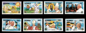 Uganda 1993 - POPE JOHN PAUL II - Set of 8 Stamps (Scott #1113-20) - MNH