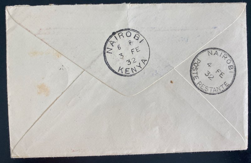 1932 Broken Hill Northern Rhodesia First Flight  Airmail Cover To Nairobi Kenya