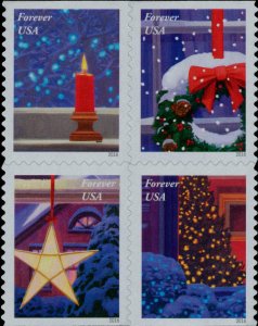 2016 47c Forever Holiday Window Views, Block of 4 Scott 5145-48 Mint F/VF NH