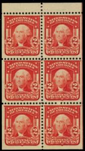 319g, Mint XF OG NH Gem 2¢ Booklet Pane of Six Stamps - Stuart Katz