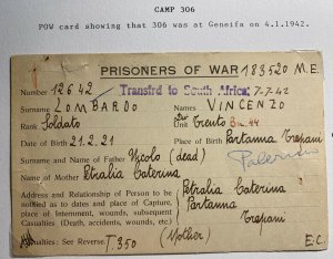1942 Middle East Italian Prisoner Of War Postcard Cover POW To Palermo Italy