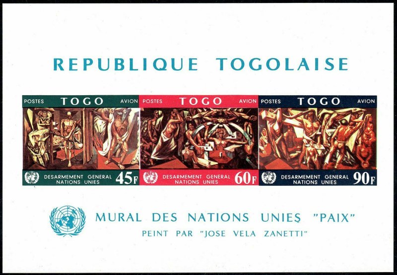 Togo C73-C78,C78a sheet,MNH.Mi 588-593,Bl.30. 1967.Mural by Jose Vela Zanetti.