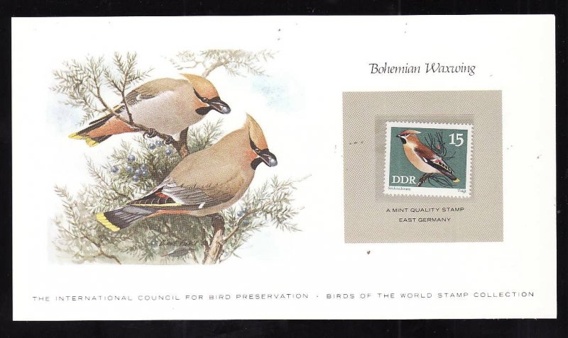 Birds of the World Stamp Collection #10d-DDR-Mint NH Bohemian Waxwing stamp & co