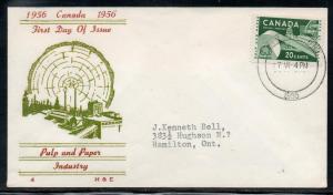 Canada #362 Industry FDC H & E Cachet Hamilton addr C325