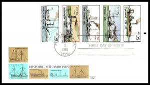 OAS-CNY 7376 FDC SCOTT 2405-09 – 1989 25c Steamboats