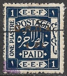 PALESTINE c1920 1PT on 1pi Gold Overprint ROUGH PERFS OPDA Revenue Bale 191a VFU