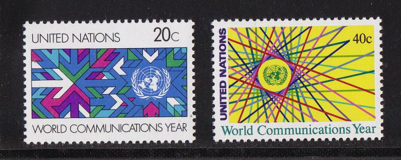 UN - New York, # 392-393, World Communicat. Mint NH, 1/2 Cat