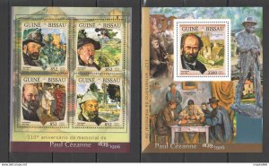 2016 Guinea-Bissau Art Paintings Paul Cezanne 1Kb+1Bl ** Stamps St900