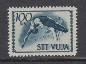 Yugoslavia, Trieste Sc 47 MNH. 1952 100d Prussian blue Diving, VF