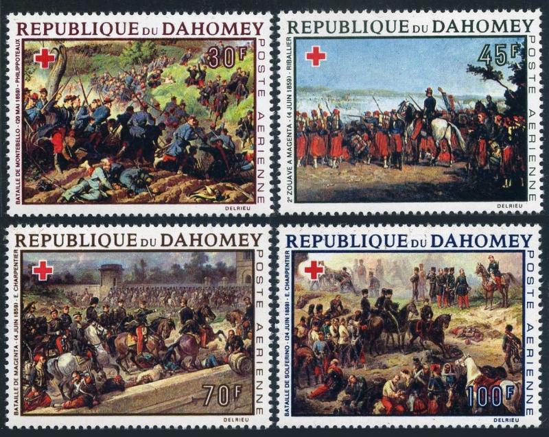 Dahomey C77-C80,MNH.Michel 352-355. Red Cross 1968.Battles.By Philippoteaux,