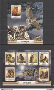 2016 Guinea-Bissau Birds Fauna Owls 1+1 ** Stampsst875