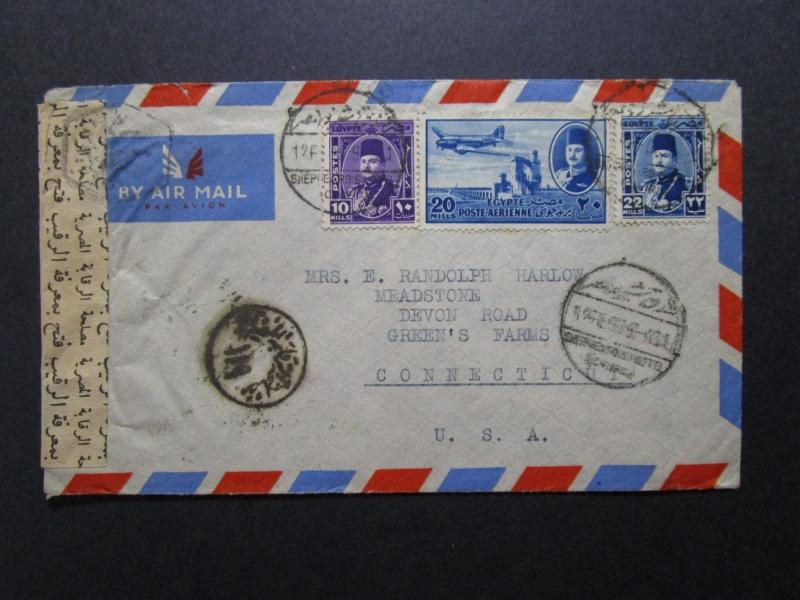 Egypt 1940s Censor Cover to USA - Z7689 