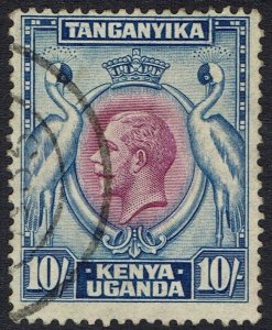 KENYA UGANDA AND TANGANYIKA 1935 KGV BIRD 10/- USED