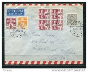 Denmark 1947 Cover to USA Stamps Block of 4   +++