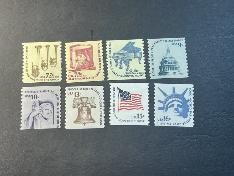 U.S.# 1614-1619-MINT NEVER/HINGED----COIL SINGLES----1975-79