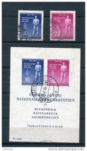 Germany 1955 Sc 236-7 237A MI 459-0+Block 11 Used Monument to the Victims CV 40