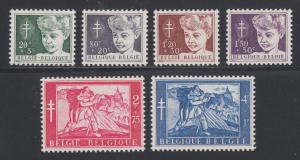 Belgium Sc B567-B572 MNH. 1954 Anti Tuberculosis issue, complete set