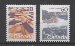 Canada #596,598 25c & 50c Caricature GT-2 Migrated OP-4 Rib Paper  VF-75/84 NH