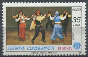 Turkey Sc#2178 MNH, 35L multi, Europa (C.E.P.T.) 1981 - Folklore (1981)