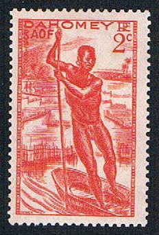 Dahomey 113 MLH Man poling canoe (BP0991)