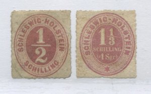 Schleswig-Holstein 1865 1/2 and1 1/3s mint no gum