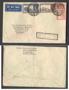 India cover to England-Bombat GPO-7 May 1940-Not Opened by C