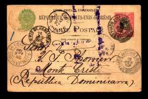 Brazil 1903 Card to Dominica via Barbados and St Thomas - L20887