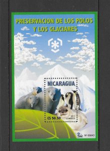 NICARAGUA #2519 PENGUINS-PRESERVE POLAR REGIONS S/S MNH