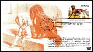 10982 OAS-CNY FDC SCOTT 2099 – 1984 20c Chesapeake Bay Retriever Cocker Spaniel