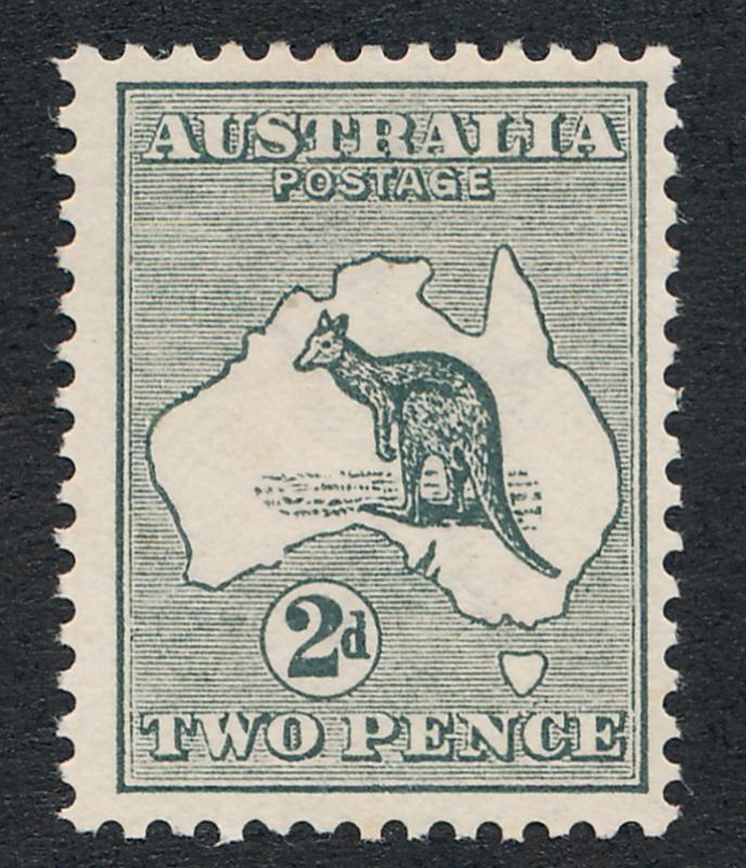 AUSTRALIA 3 MINT LH, 2p GRAY KANGAROO, 1st WMK