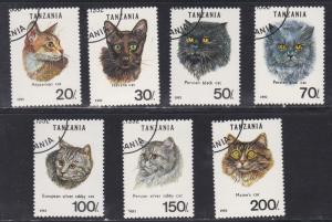 Tanzania # 967A-967G, Cats, Used Set, 1/4 Cat.