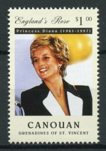 Canouan Grenadines St Vincent Royalty Stamps 1997 MNH Princess Diana 1v Set 