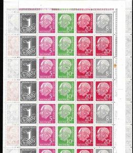 Germany 1954 Professor Dr. T Huess Full Sheet of 200 Stamps. Forty Panes NH/F-VF