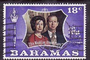 Bahamas-Sc#345- id7-used 18c Omnibus-QEII Silver Wedding-1972-