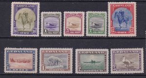 Greenland Scott 10-18, 1945 American issue VF MLH. Scott $189