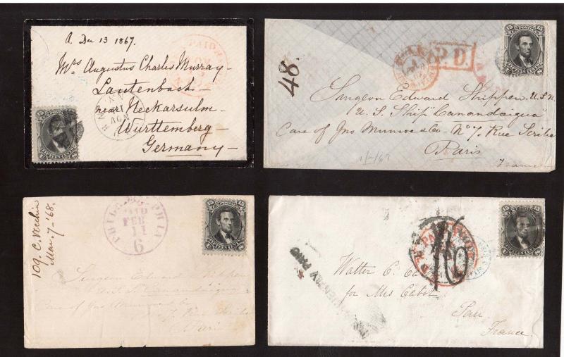 USA #77 Five Lovely Used Cover Collection To France, Germany & Italy