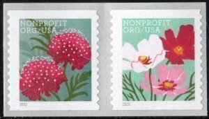 U.S.#5664-65 Butterfly Garden Flowers 5c Non-Profit Coil Pair, MNH.